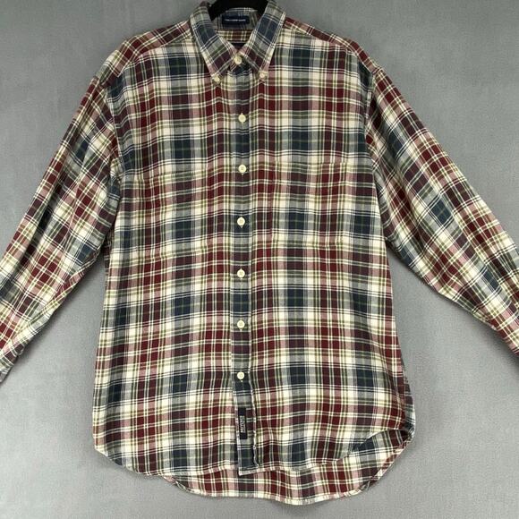 Britches Cabin Shirt Button Down Flannel Mens M Red Blue Heritage Plaid Cotton - Picture 3 of 10